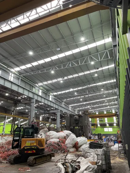 Industrial workshop in Silverwater with rows of ceiling-mounted lights